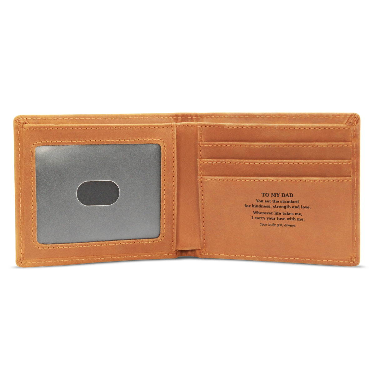 To My Dad Leather Card Wallet — Sentimental Engraved Gift from Daughter