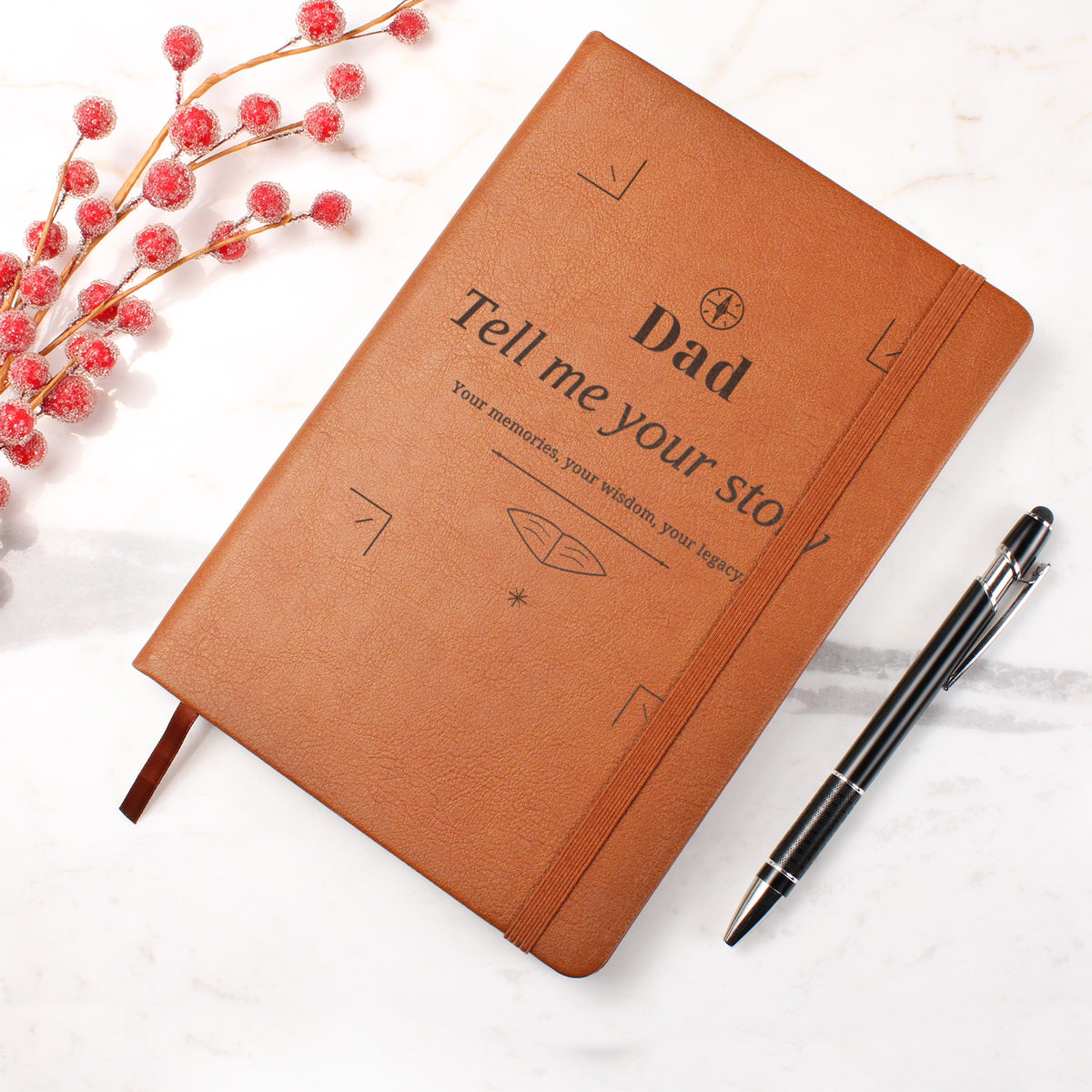 Dad Tell Me Your Story Engraved Leather Journal
