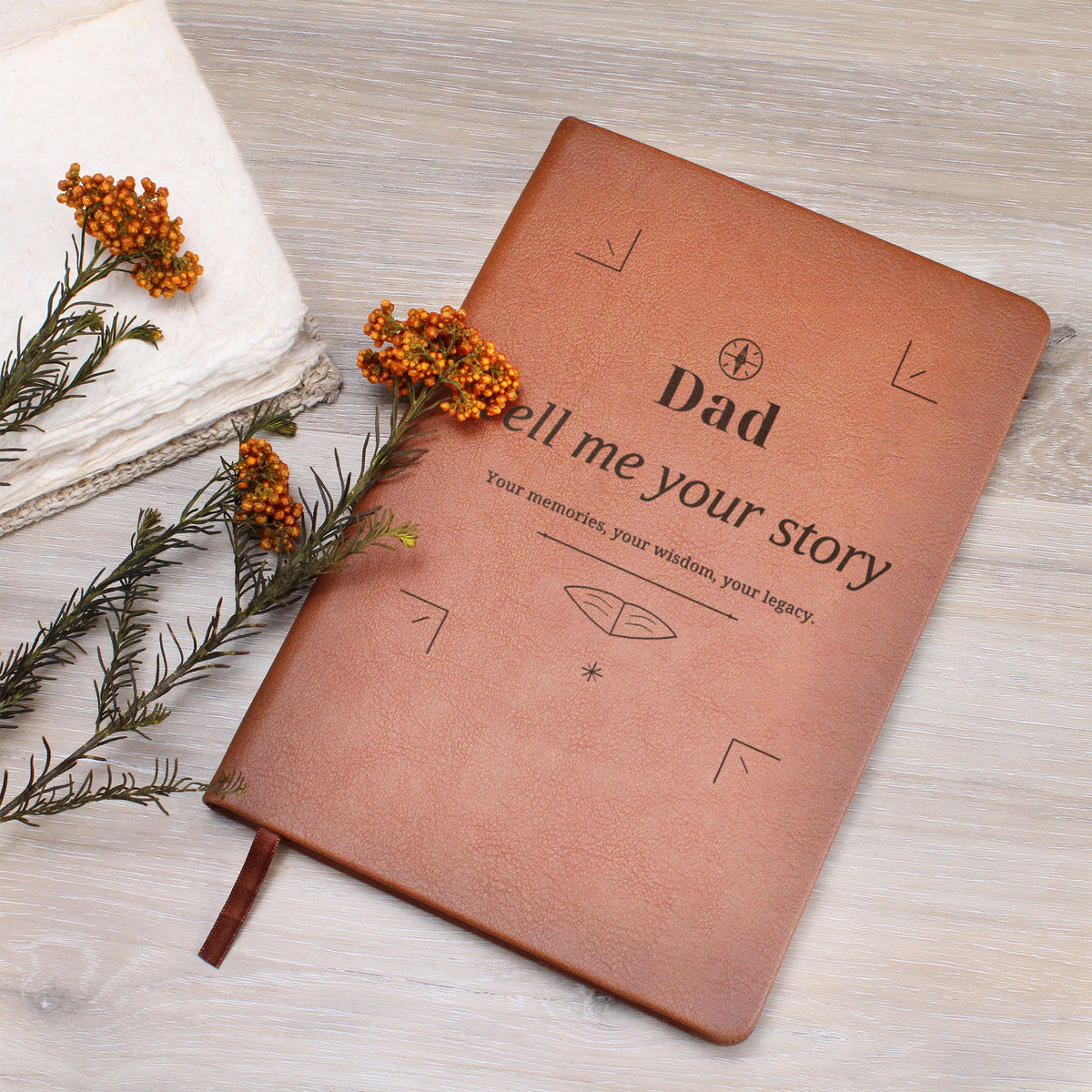 Dad Tell Me Your Story Engraved Leather Journal