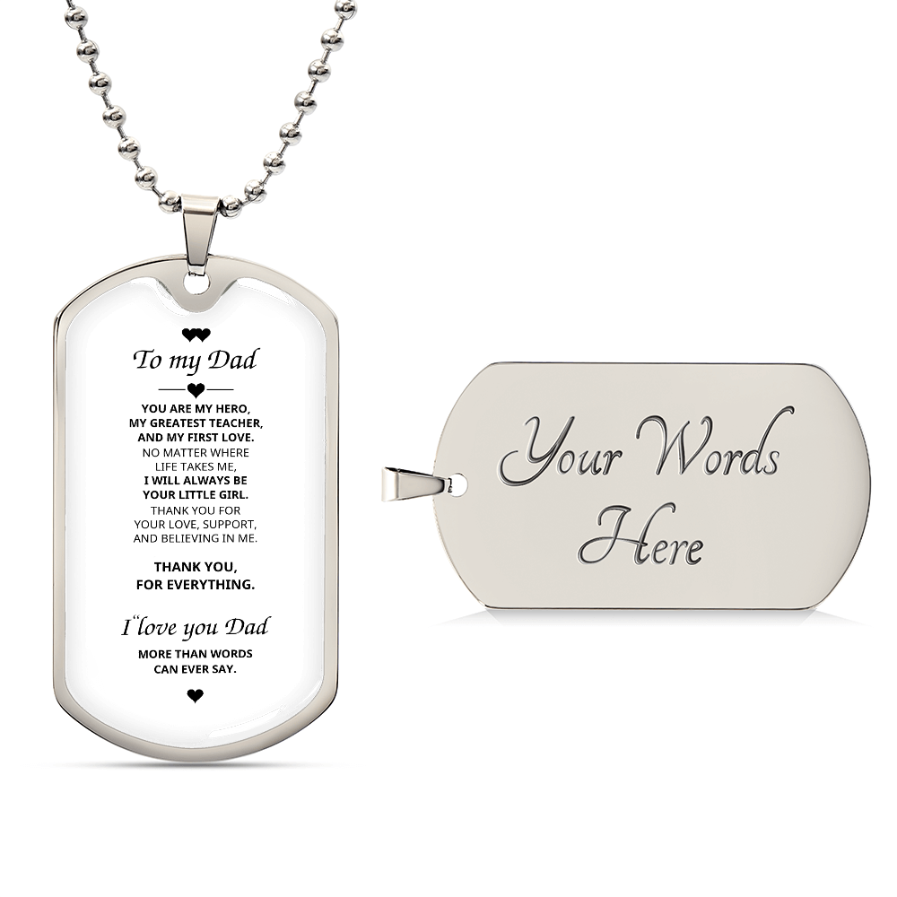 To My Dad Engraved Dog Tag Necklace – Gift from Daughter