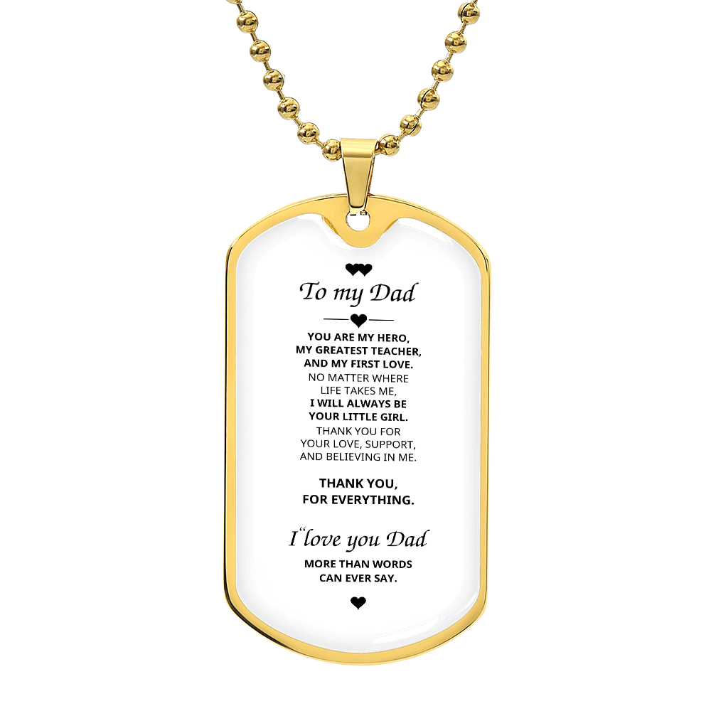 To My Dad Engraved Dog Tag Necklace – Gift from Daughter