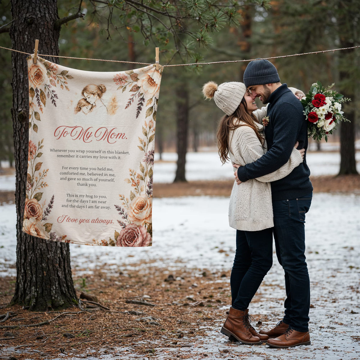 To My Mom Floral Blanket – A Hug From Daughter