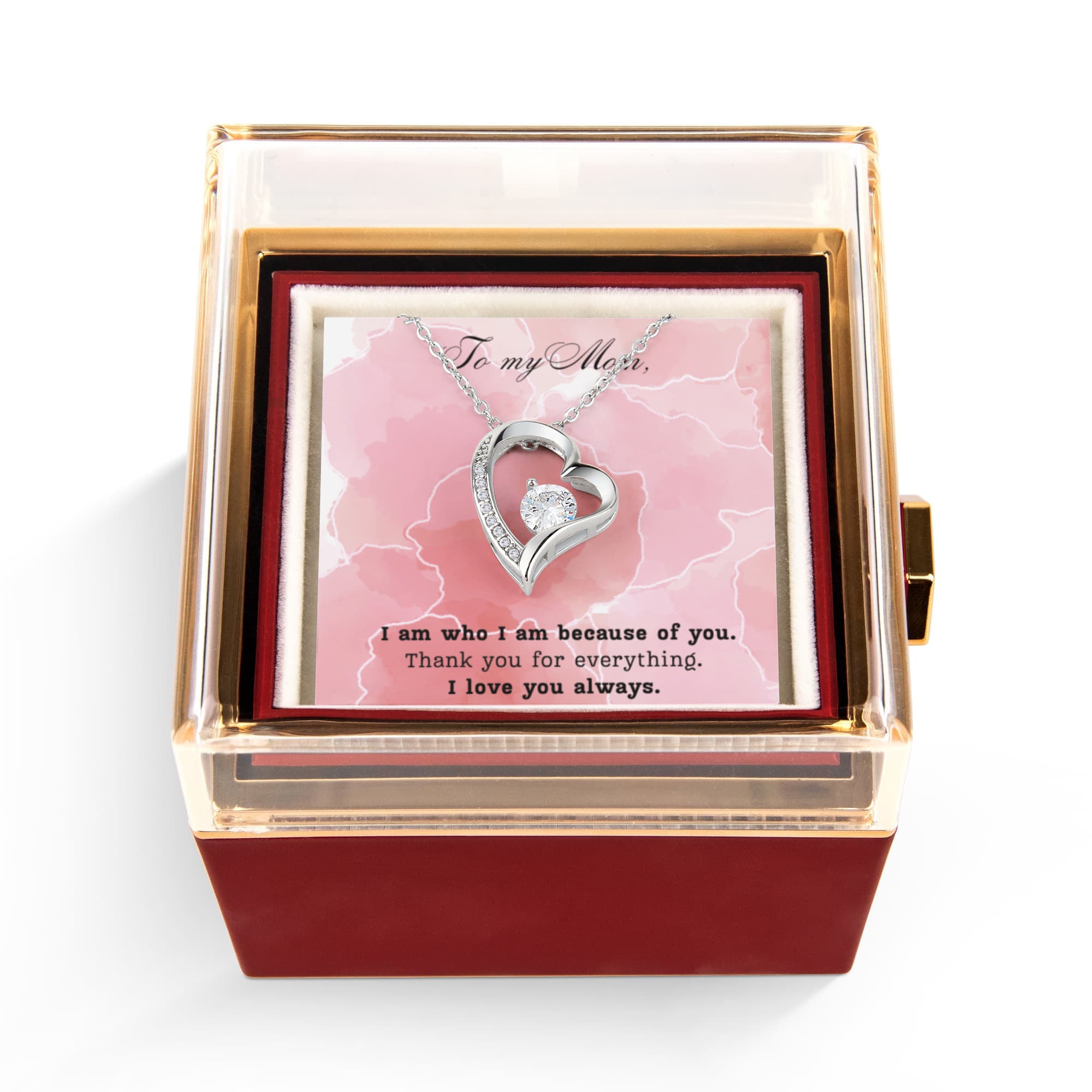 Forever Love Necklece with Rotating Ros  Gift Box