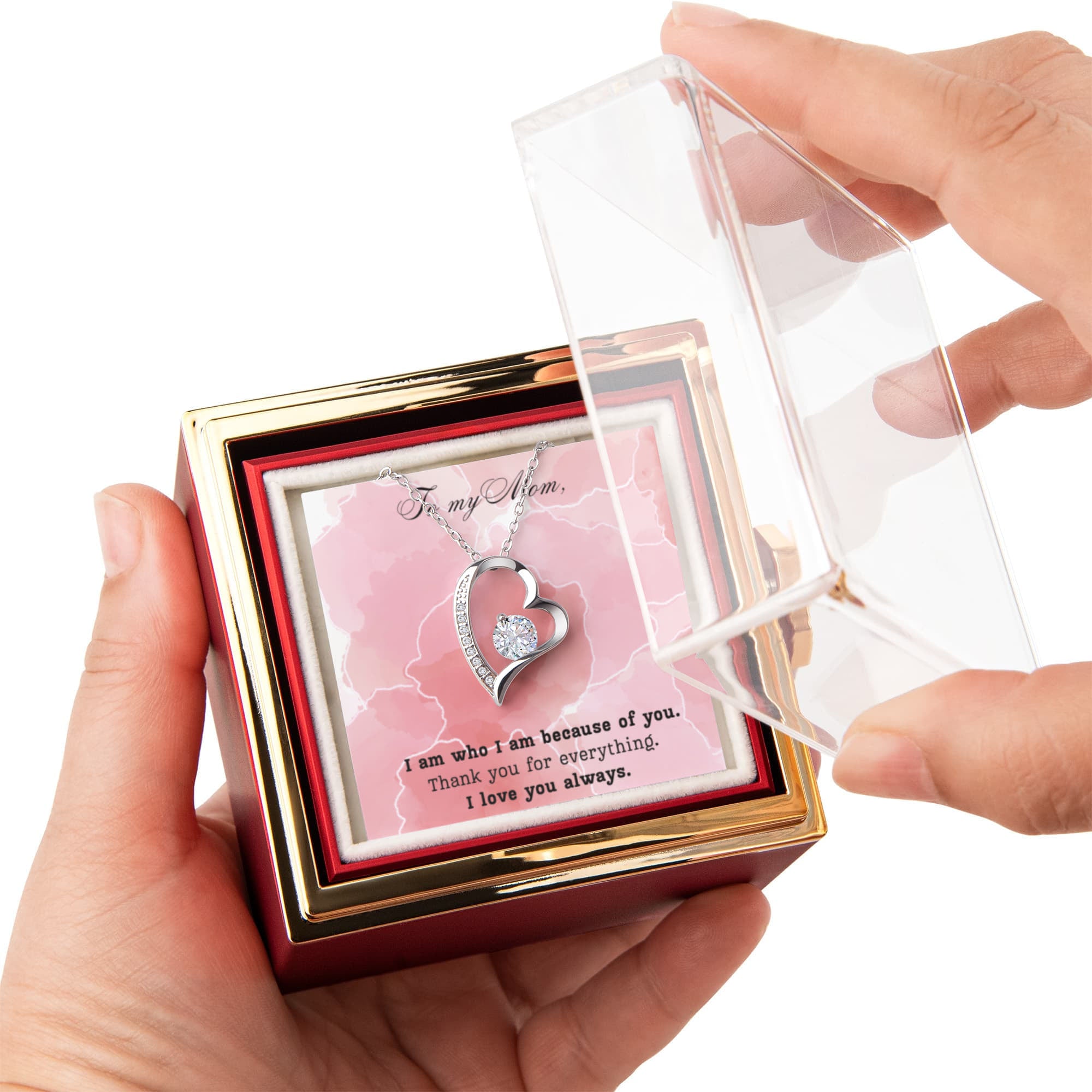 Forever Love Necklece with Rotating Ros  Gift Box