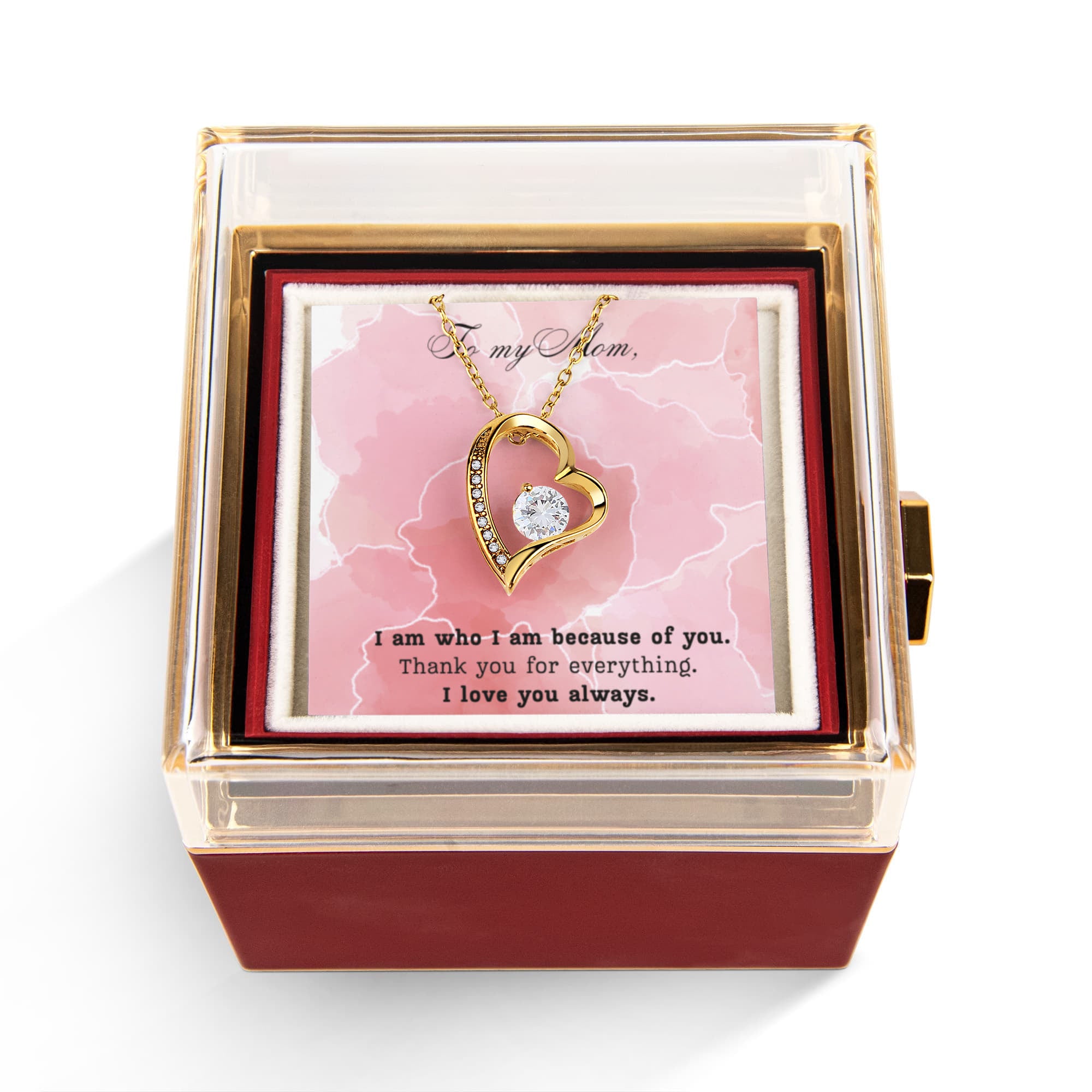 Forever Love Necklece with Rotating Ros  Gift Box