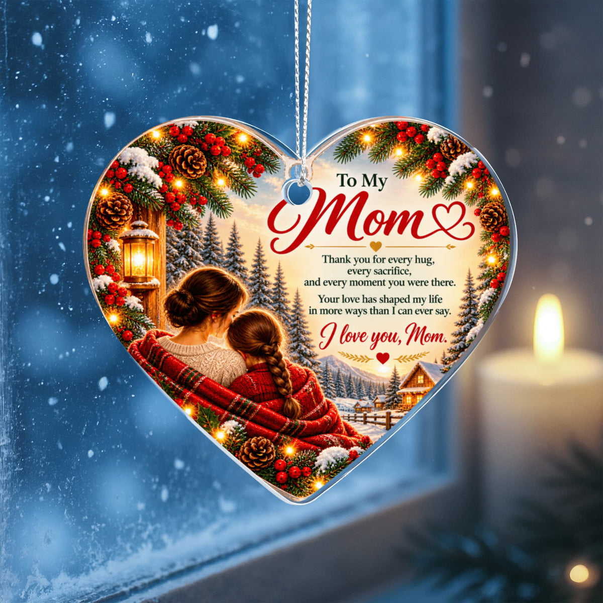 To My Mom Acrylic Heart Ornament – Forever Grateful