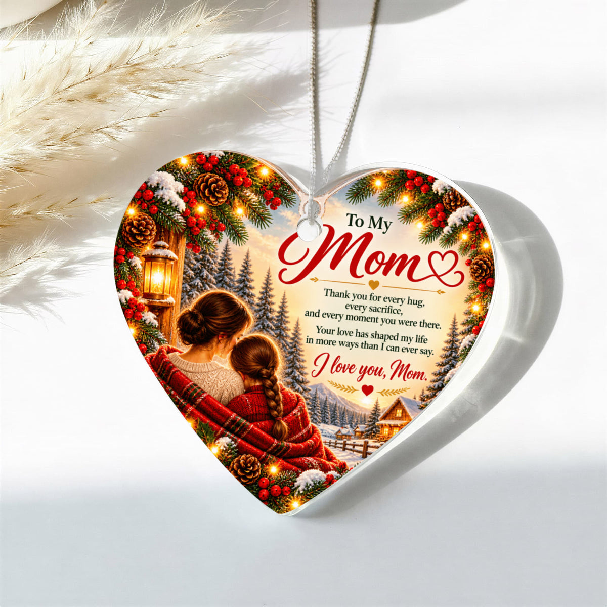 To My Mom Acrylic Heart Ornament – Forever Grateful