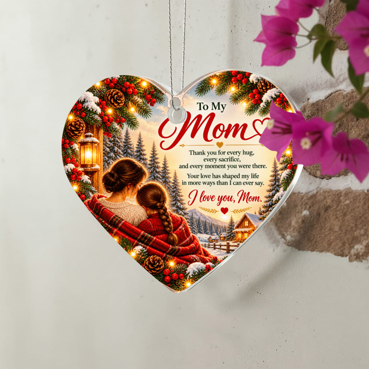 To My Mom Acrylic Heart Ornament – Forever Grateful